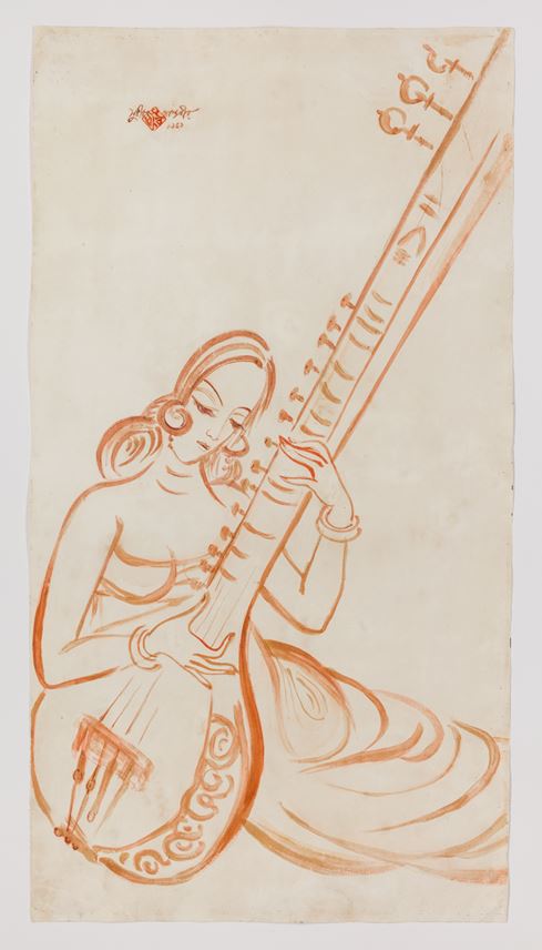 A Lady Playing the Sitar | MasterArt